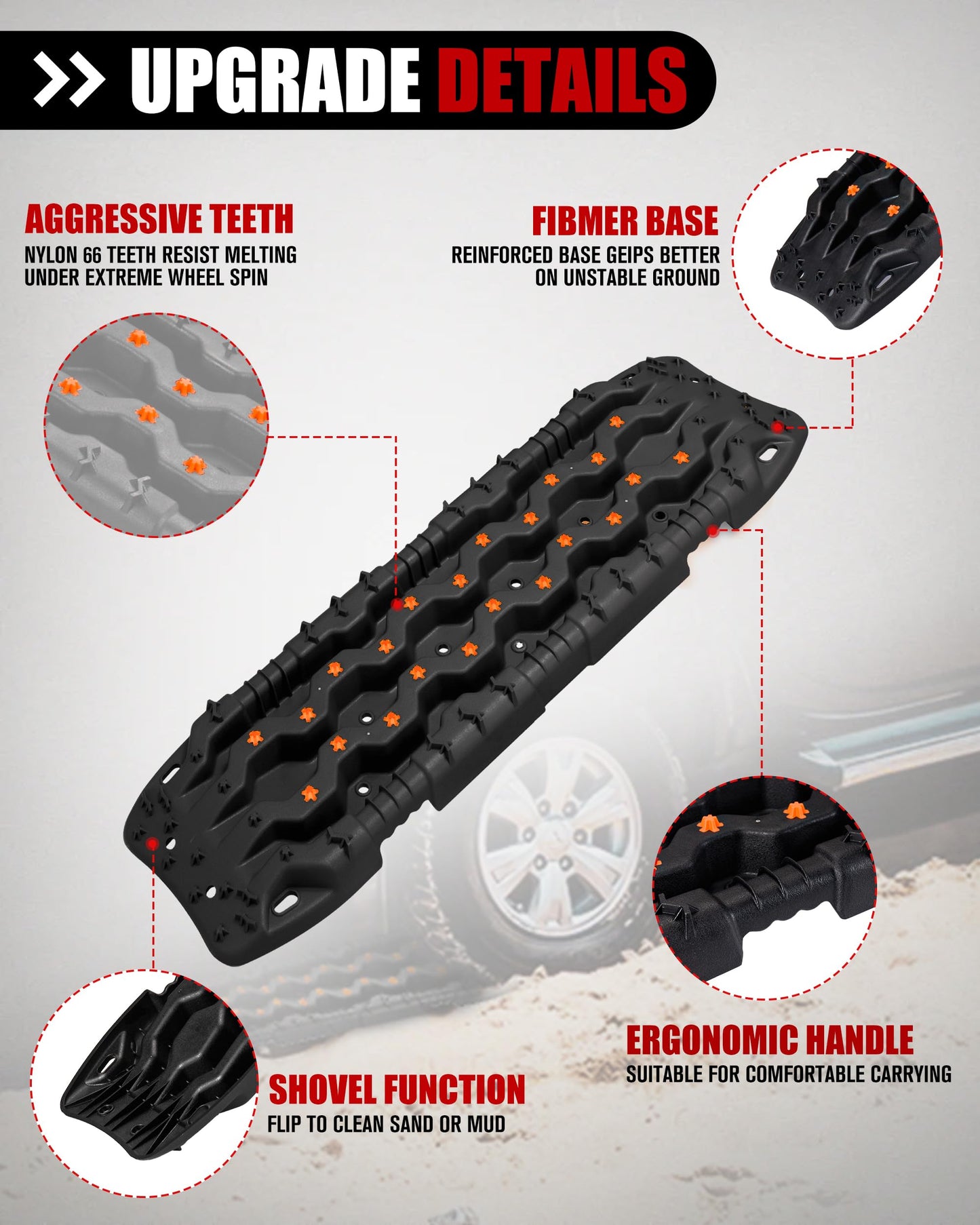 FIERYRED Large Off Road Traction Boards+Recovery Track Board Mounting Kit
