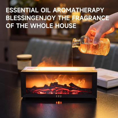 Fireplace Flame Air Diffuser Humidifier,7 Colors Aromatherapy Essential Oil Diffuser,Ultrasonic Aroma Humidifier with Timer for Home,Bedroom,Office,Yoga (BlackB, L)