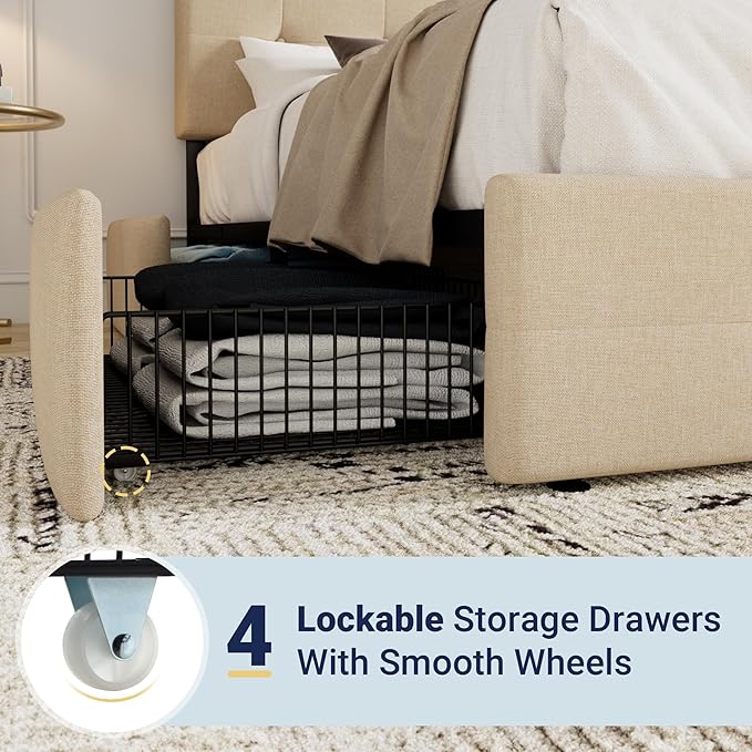 Allewie Upholstered Full Size Platform Bed Frame