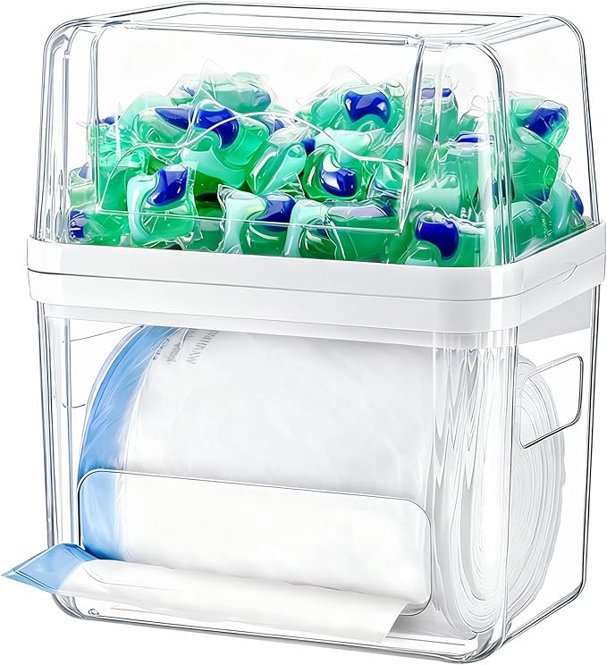 Trash Bag Dispenser Dishwasher Pod Organizer, 3 in 1 Grocery Garbage Bags