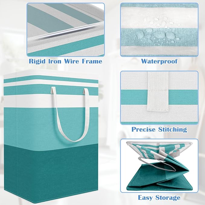BlissTotes 3-Pack Laundry Basket, Freestanding＆Waterproof Laundry Hamper