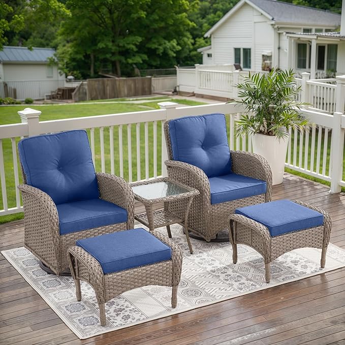 Belord Swivel Patio Chairs Wicker Set
