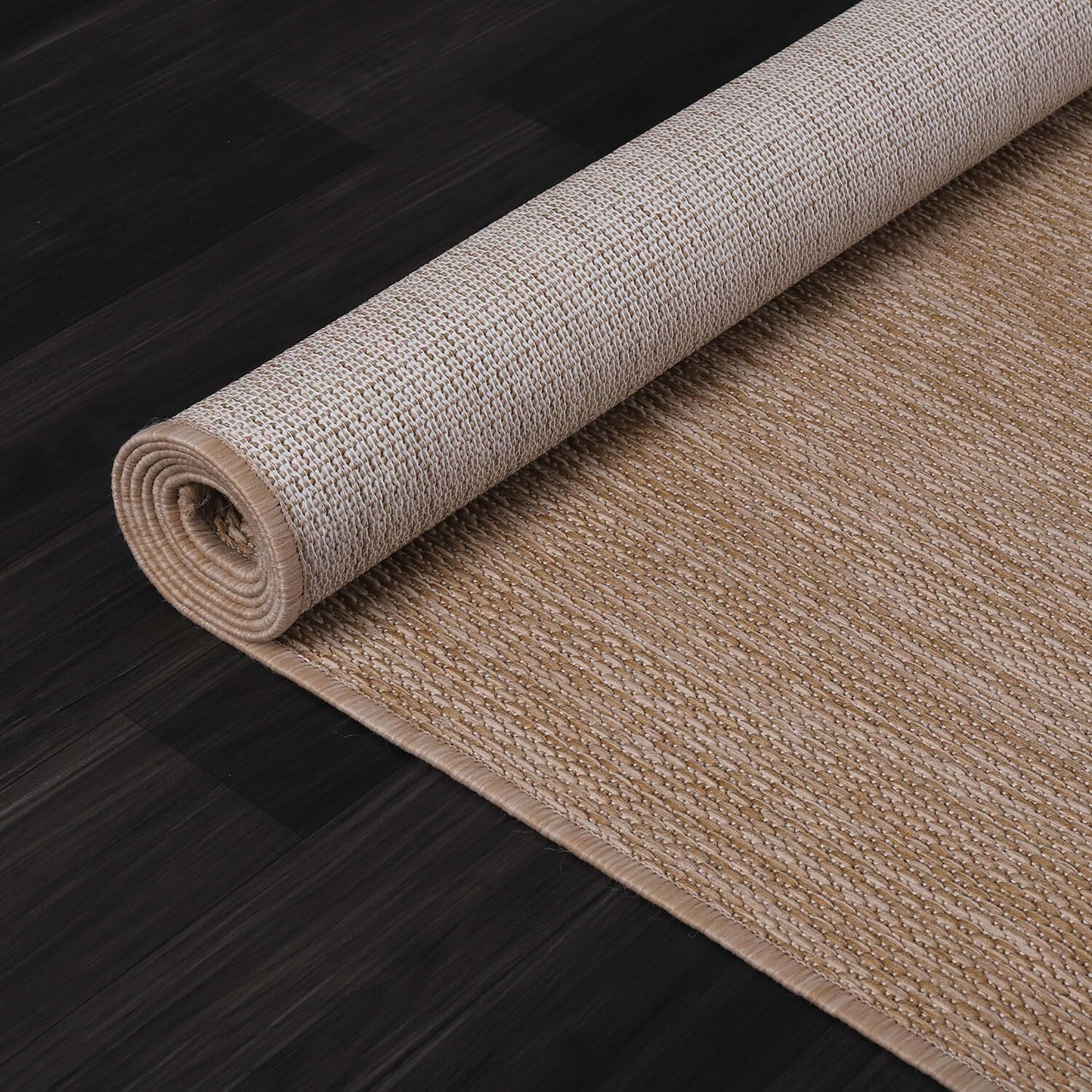 Beverly Rug Indoor Outdoor Rug 9x12, Washable Outside Carpet for Patio, Deck, Porch, Solid Modern Area Rug, Water Resistant, Jute Beige