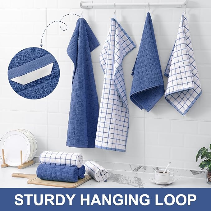 Homaxy Premium Cotton Kitchen Towels 16"x 28", Large Natural Ring Spun 390 GSM