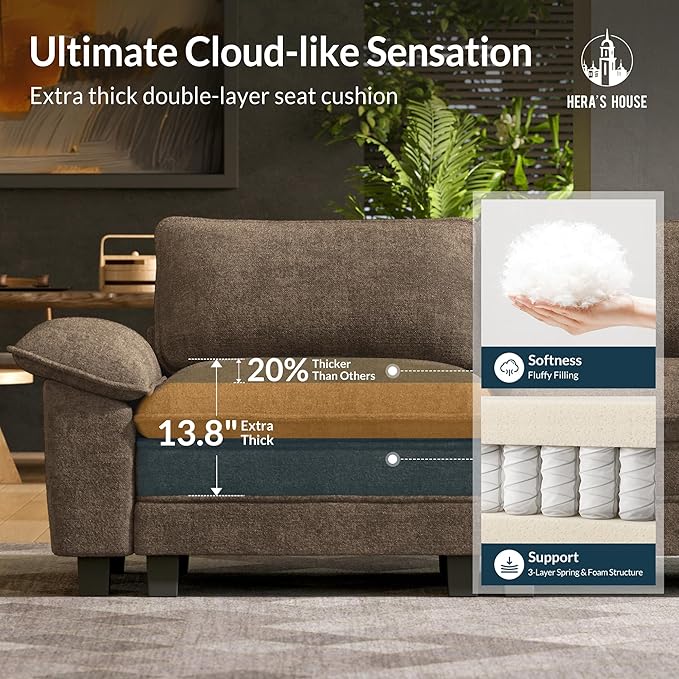 HERA'S HOUSE 124" Modular Sectional Sofa, Oversized U Shaped Couches