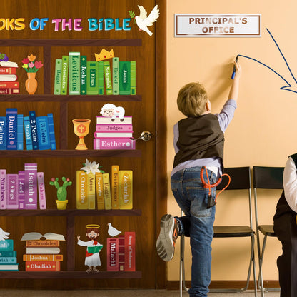 Christian Books of the Bible Wall Decals Peel and Stick, Educational Bible Learning Chart Stickers for Sunday School Classroom, Church Bulletin Board and Religious Teaching Decor