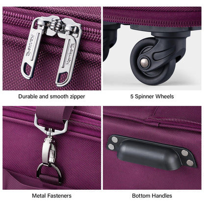 Hanke Expandable Large Suitcase 4 Wheels Lightweight Collapsible,Foldable Suitcases &Travel Bags Hand Luggage Extend 20/24/28 inch Suitcases Duffel Bag Without Telescopic Handle for Men & Women