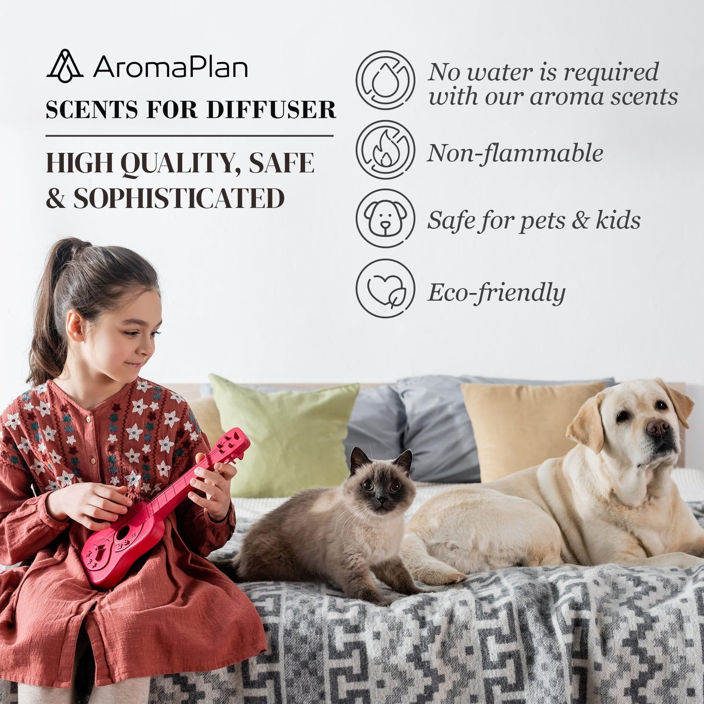 AromaPlan Hotel Scents Santal 5 Fl Oz (148ml), Home Luxury Aroma & Hotel Fragrance Diffuser Oil- Hotel Diffuser Oil for Aromatherapy- USA Made, Bigger Bottle, Bolder Aroma & Longer Lasting