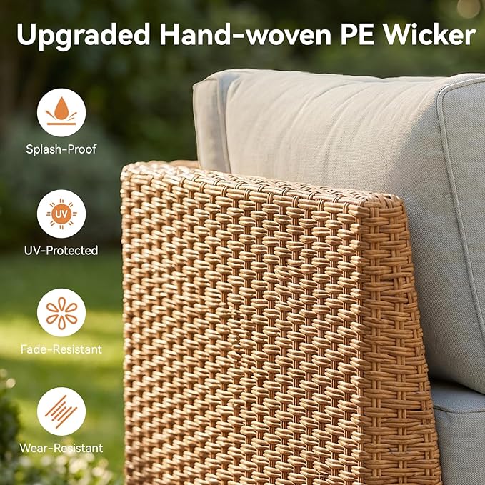 Aoxun 5-Piece Patio Furniture Set, Wicker Outdoor Furniture