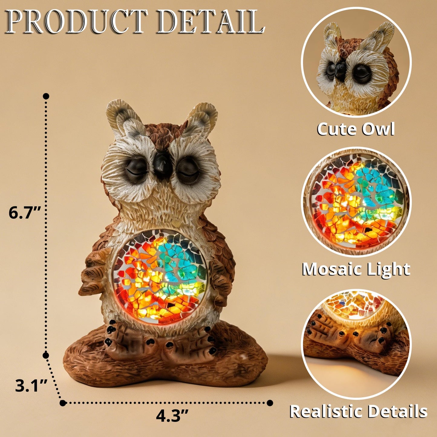 Vasesun Solar Owl Garden Statues Decor for Outdoor, Brown Yoga Owl Figurine Lights for Lawn Patio Yard Decoration - Unique Christmas Housewarming Gift for Grandma Wowen Mom