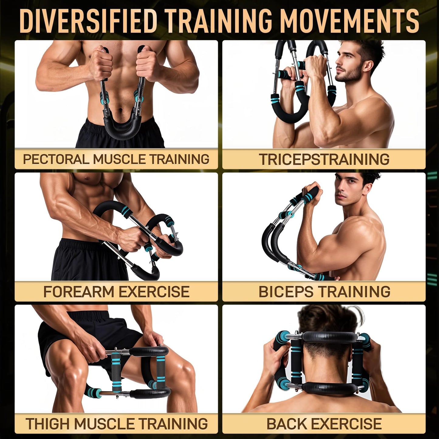 Twister Arm Trainer for Men, Adjustable Chest Workout Equipment for Home Gym, Muscle Builder & Strength Training for Arms, Chest. Blue, 20-60lb