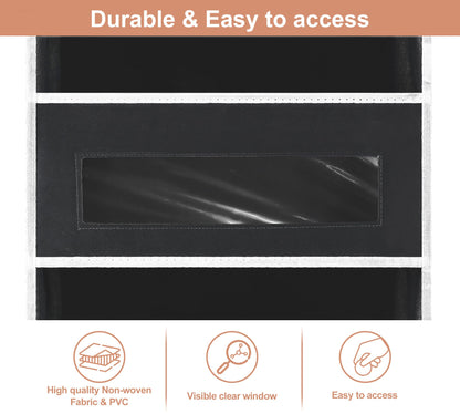 2 Packs 5-Tier Over The Door Organizer with 10 Side Mesh Pockets, 48 lbs Load Capacity, 3 Hooks Design, Hanging Organizer with Clear Windows for Bathroom, Bedroom, Nursery, Kitchen-Grey