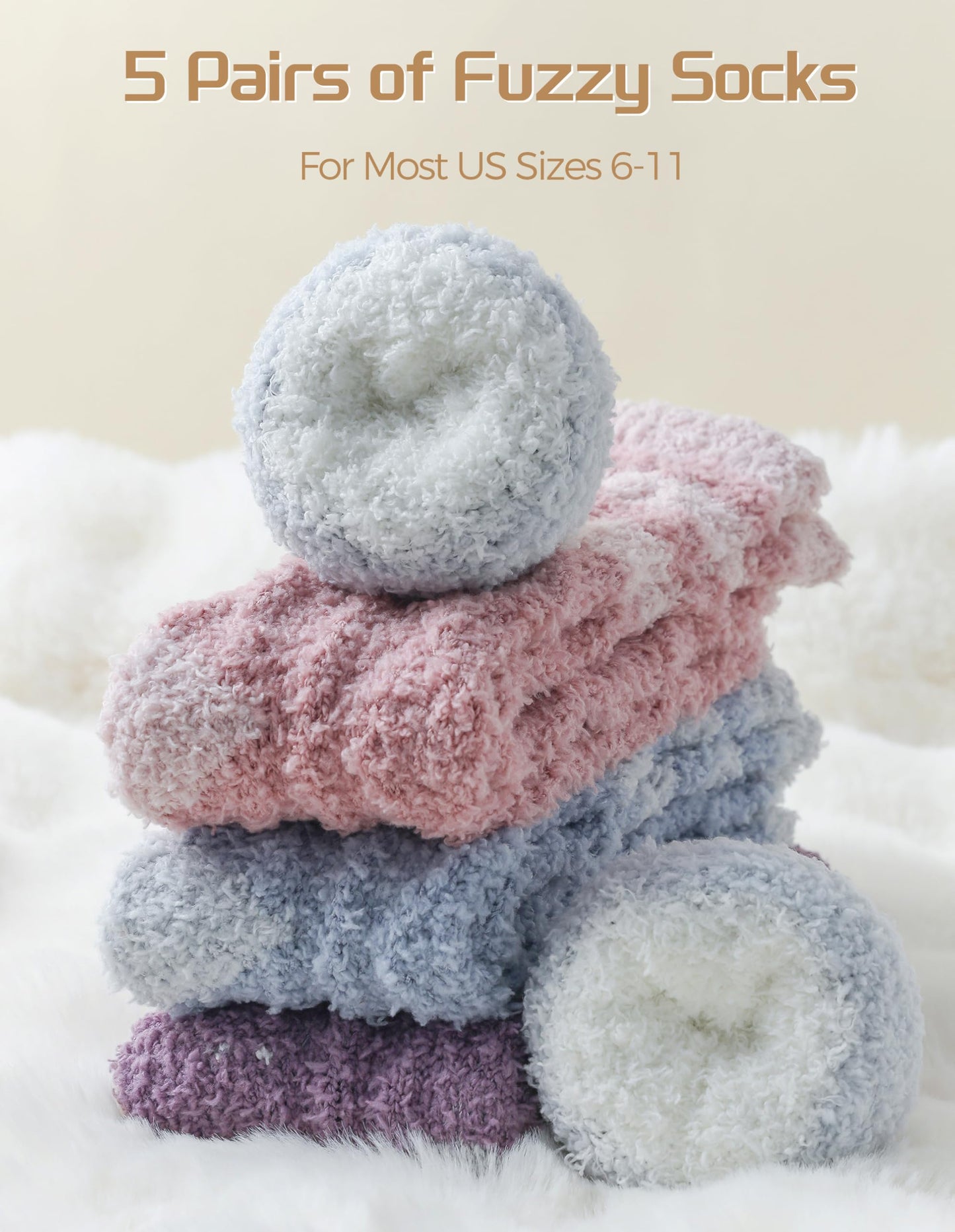 TEHOOK Warm & Cozy Valentines Gifts for Women, Fluffy Fuzzy Plush Sleeping Slipper Socks - Soft Warm Fabric