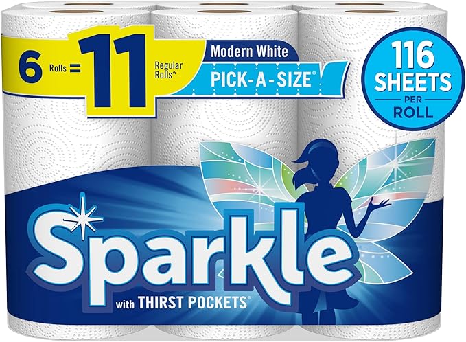 Sparkle Pick-A-Size Paper Towels, 6 Rolls = 11 Regular Rolls, Everyday Value