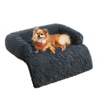 Feandrea FluffyHug Sofa Bed, Cover, Calming Bed for Small and Medium Dogs, M, 80 x 75 x 16 cm, Dark Grey PGW221G02