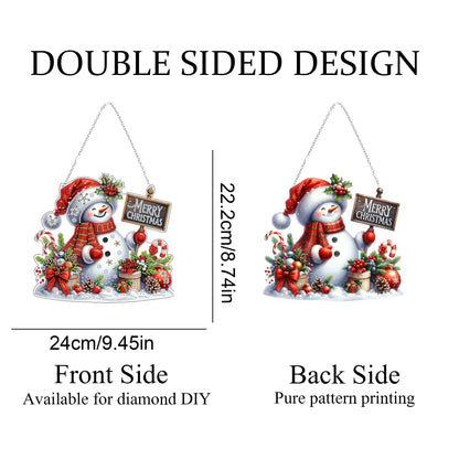 JJFox Diamond Art Hanging Kit for Adult,Special Shaped Rhinestone,DIY Acrylic 5D Diamond Art Painting Window Pendants Home Garden Wall Hanging Kits Hanging Ornament,Double Sided. (Christmas snowman1)