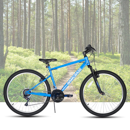 HH HILAND 27 Inch Mountain Bike, Mens Womens MTB with 18 Speeds, High-Tensile Steel Frame, V Brake, Hardtail Bicycle for Adults Blue