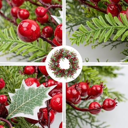 LLZLL Christmas Wreath for Front Door 20 Inch Indoor Christmas Wreaths Artificial Red Berry Wreath with Norfolk Pine and Holly Leaf for Holiday Celebrations