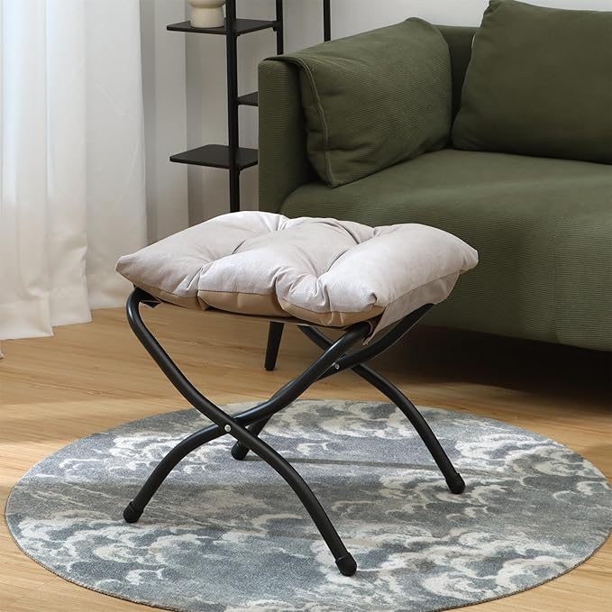 15" Folding Ottoman, Foldable Footrest Stool, Portable Small Foot Stool