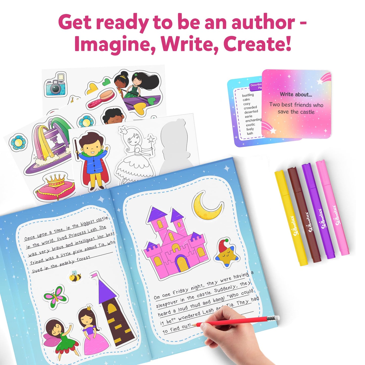 Skillmatics Storybook Art Kit - Create Fairytale Stories, DIY Craft & Writing Kit with 300+ Stickers, Scrapbooking & Journal Activity, Gifts for Kids Ages 5, 6, 7, 8, 9, 10