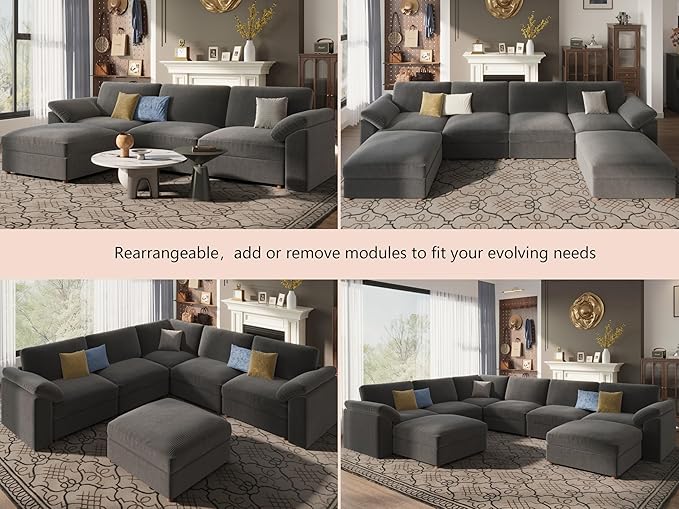 EASE MOOSE Comfty 2 Seat Couch, FSC Certified Modern Deep Seat Sectional Modular