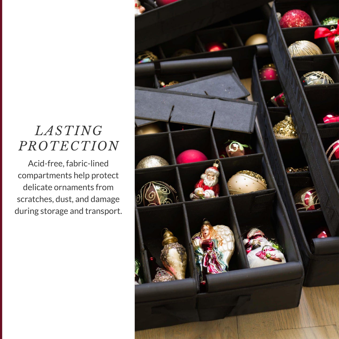 Balsam Hill Deluxe Rolling Ornament Chest - 120pc Christmas Decoration Storage with Dividers & Trays