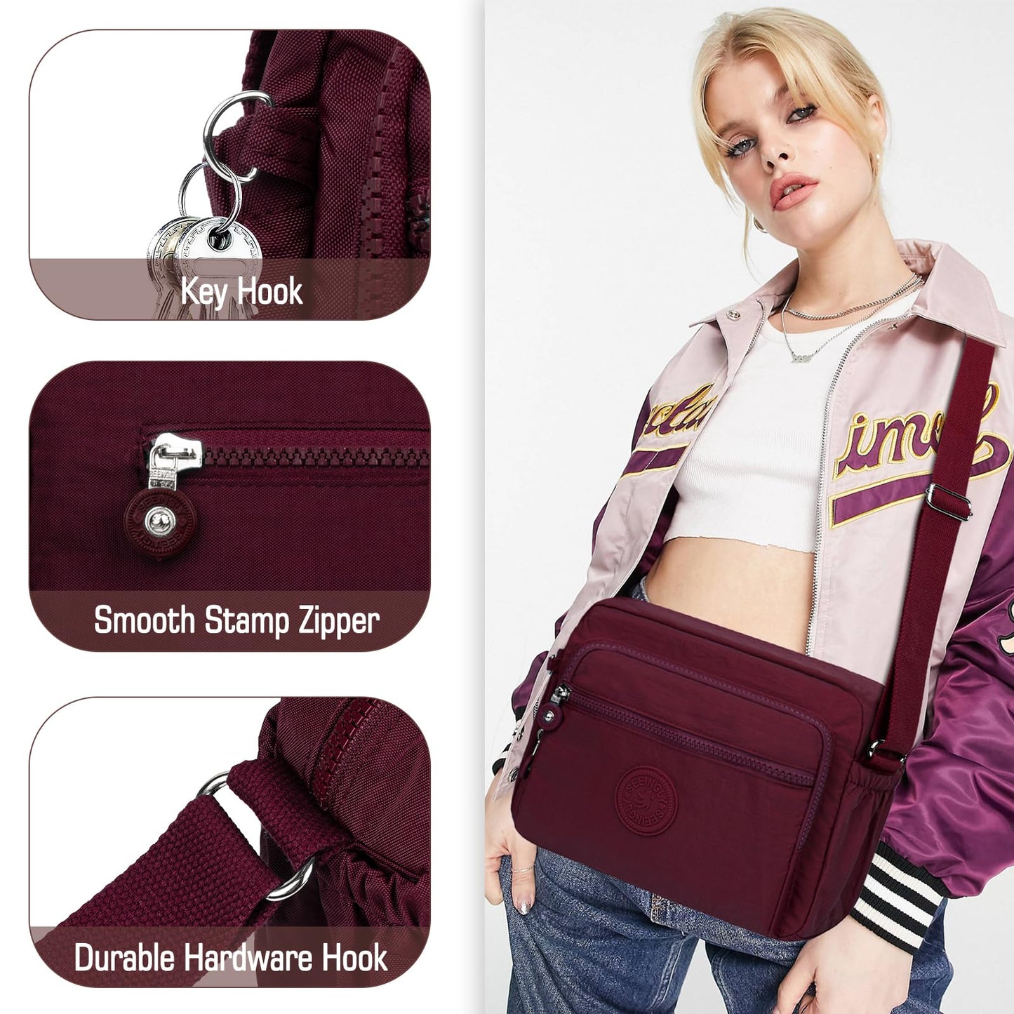 NEWIROVE Women's Cross-Body Bags Shoulder Bags Women Satchel Bag Messenger Bag Cross Over Body Bags Crossbody Bags for Women Lady, Shopping, Working and Travel,Red