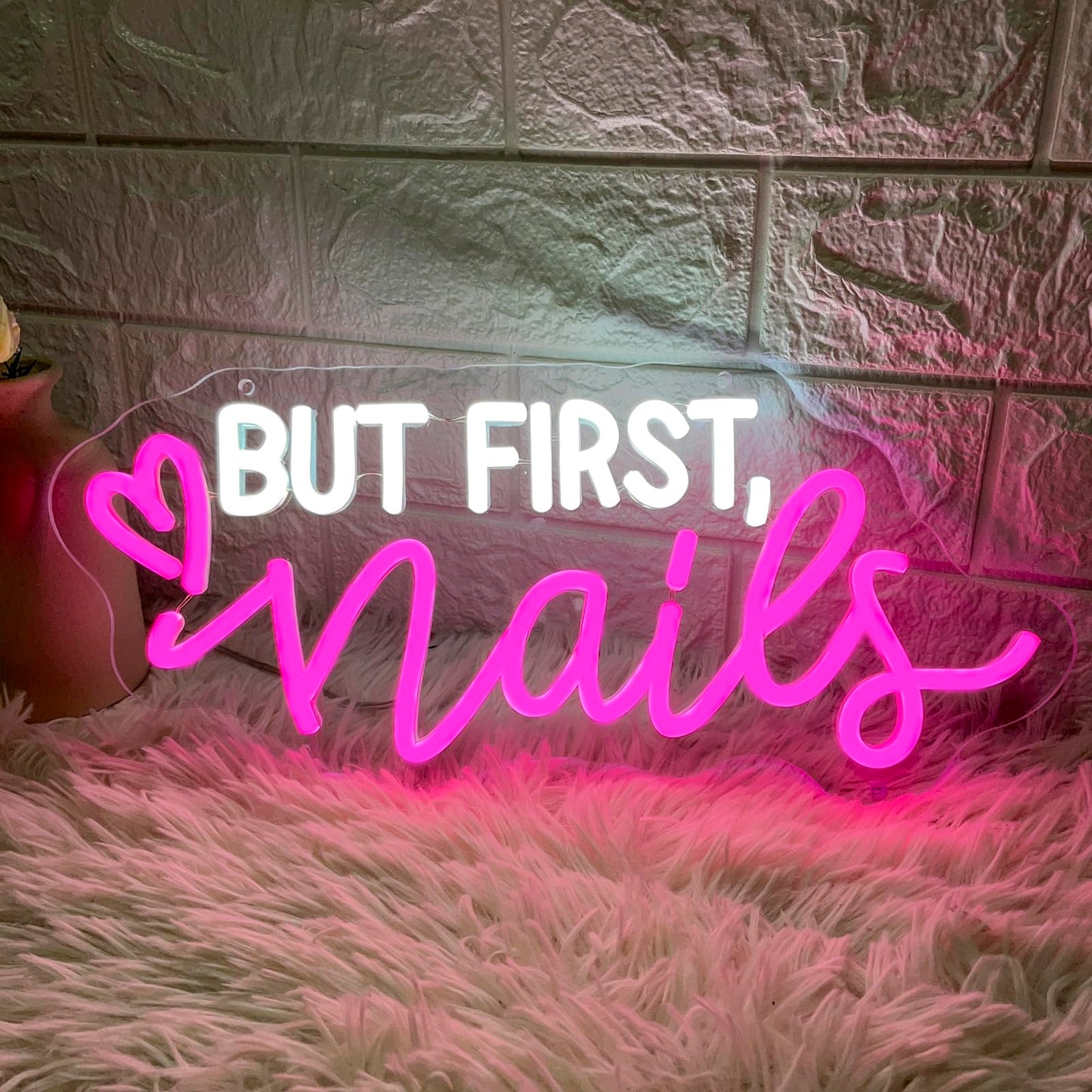 But First Nails Neon Sign for Wall Decor, LED Nails Neon Signs for Nail Room, Beauty Room, Salon Bar, Bedroom, Nails Neon Lights Christmas Birthday Gift for Girls, Lover, Friend
