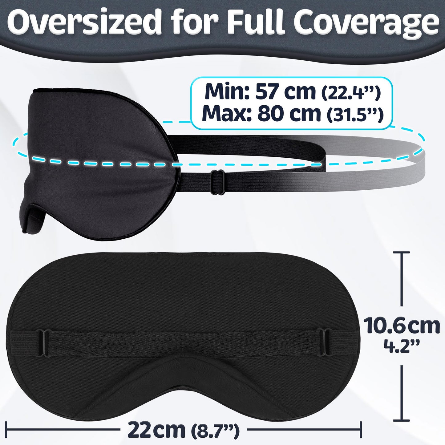 Sleep Mask - Navy Gray, 100% Bamboo Viscose - Eye Mask - Blackout Blindfold for Women & Men - Reusable Eye Cover for Travel - Comfortable, Lightweight & Contoured Sleeping Shades