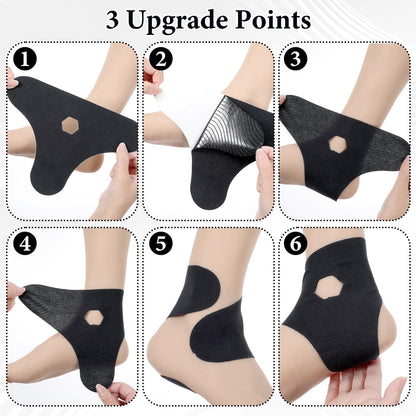 Hadnves 10 PCS Precut Kinesiology Tape for Ankle Cotton Elastic Athletic Ankle Tapes Comfort Breathable Waterproof Tape Sprain Pain Relief Ligament Muscle Provide Support Stability Marathon (Black)
