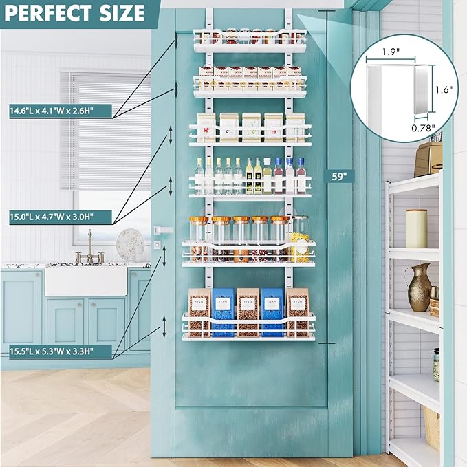 Over The Door Pantry Organizer，6-Tier Over The Door Organizer