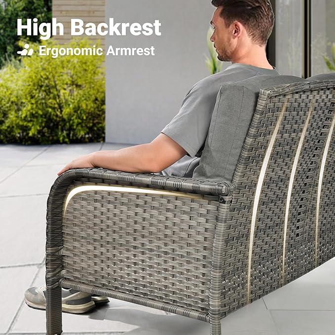 ovios 2-Piece Patio Furniture Set, Outdoor Wicker Sofa