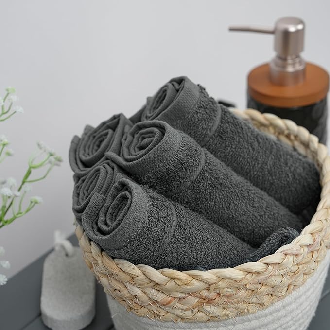 Tens Towels Pack of 12 Washcloths, 12 x 12 Inches, Lighter Weight, Quick to Dry
