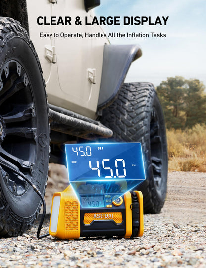 AstroAI TC3 Truck Tire Inflator Portable Air Compressor, 150PSI Cordless Heavy Duty Air Pump with 4000mAh Battery, TurboRise Fast Inflation & Auto Shutoff, Digital Gauge for SUV, RV & Off-Road 4x4