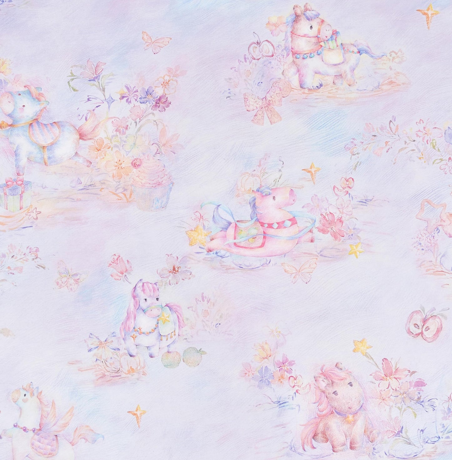 Scientific Sleep Pastel Unicorn Pony Horse Flower Fairy Tale Cute Adorable 100% Cotton Bed Sheet Set Kids Boys Girls Teen, Flat Sheet & Fitted Sheet & Pillowcase Bedding Set (Pretty Pony, Full)