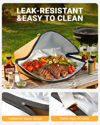 Elviros Travel BBQ Blanket for Resting Meat, Reusable Meat Resting Bag for Grilling Accessories with Wide Mouth for Large Briskets, Smoker Accessories Gifts for Men Dad and BBQ Lovers (21in, Brown)