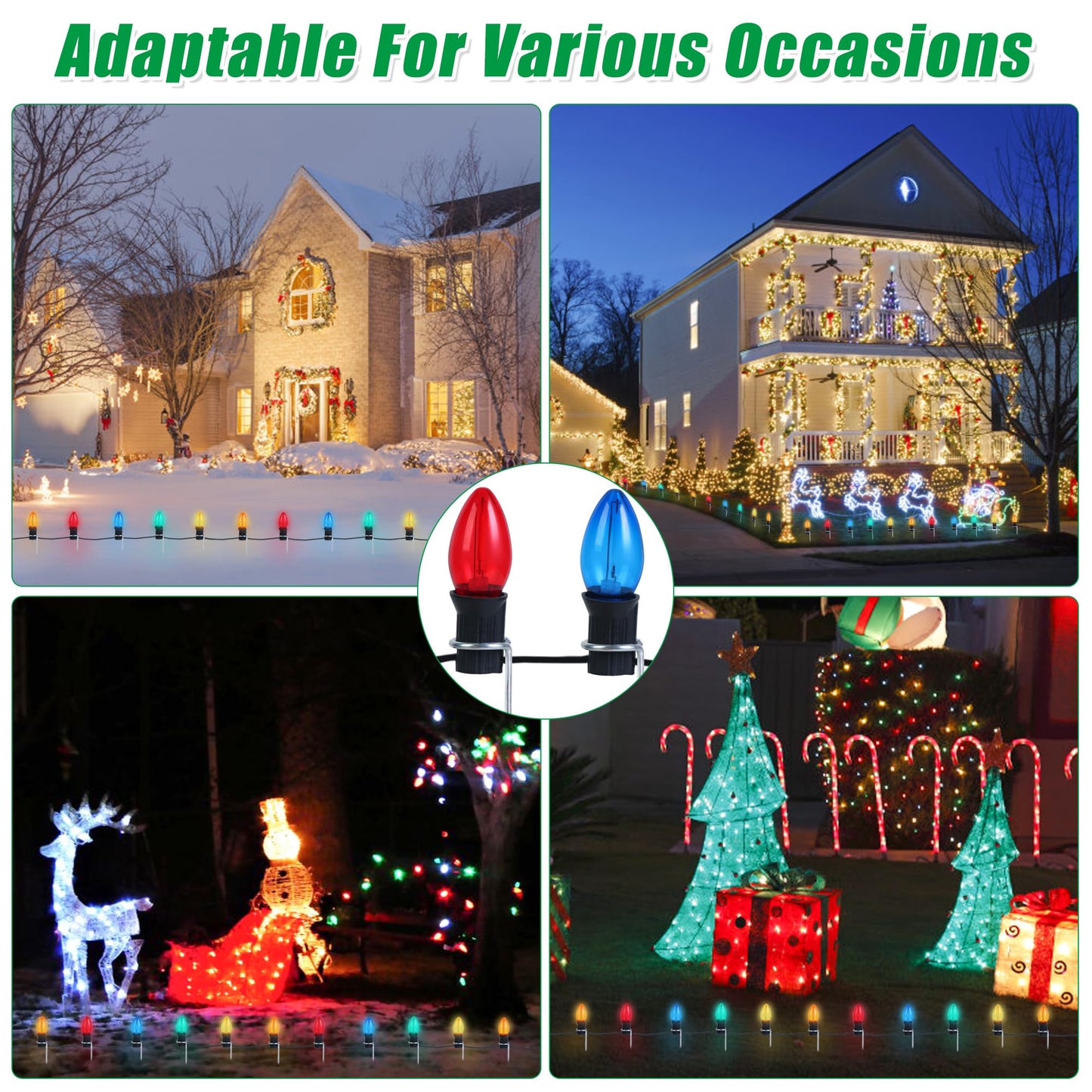 WBCBEC 60Pcs 12 Inch Metal Christmas Light Stakes Christmas Yard Lights Stakes Metal Light Stakes for Christmas Lights Yard Lawn Light Stakes for C7 and C9 Ground Stakes for Christmas Lights