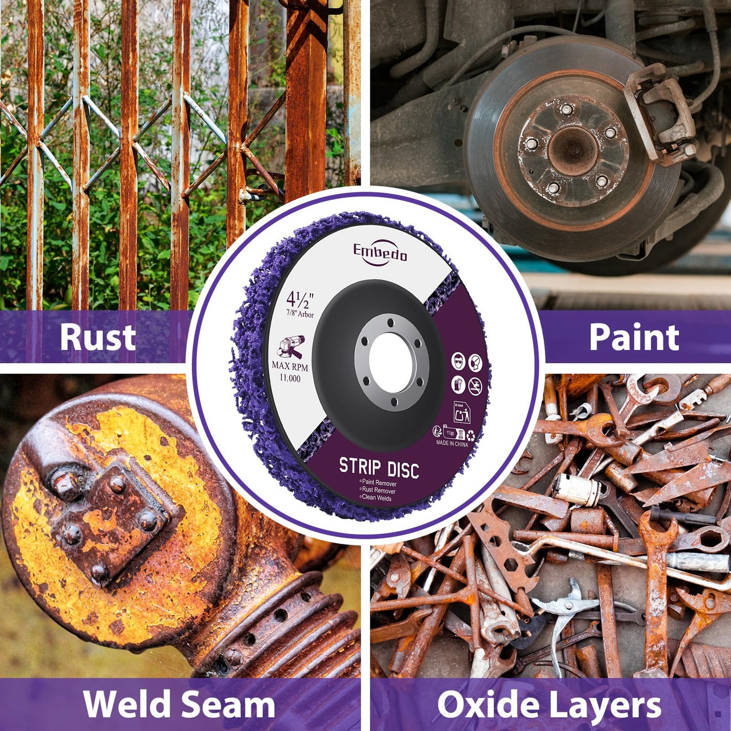 5PCS Strip Discs for Angle Grinder Paint Scraper Rust Remover for Metal,115mm Paint Stripper Abrasive Wheel Surface Polish Clean Tool