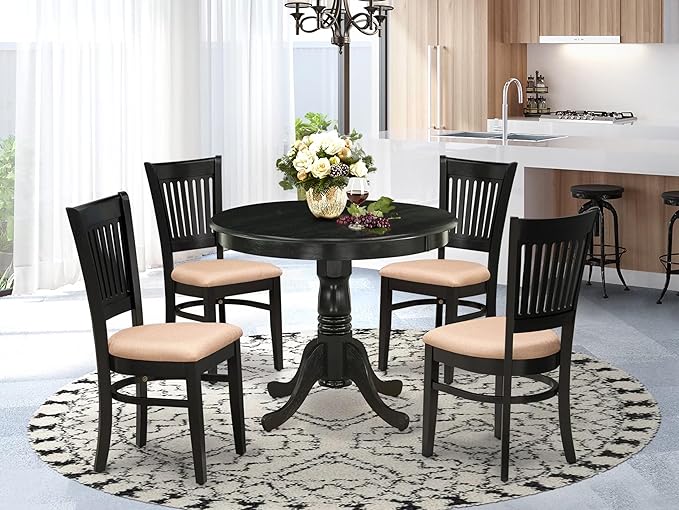 East West Furniture ANVA5-BLK-C 5 Piece Dining Room Furniture Set Includes a