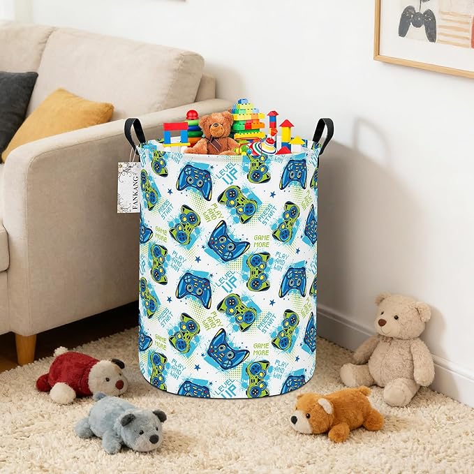 FANKANG Storage Basket, Nursery Hamper Canvas Laundry Basket Foldable