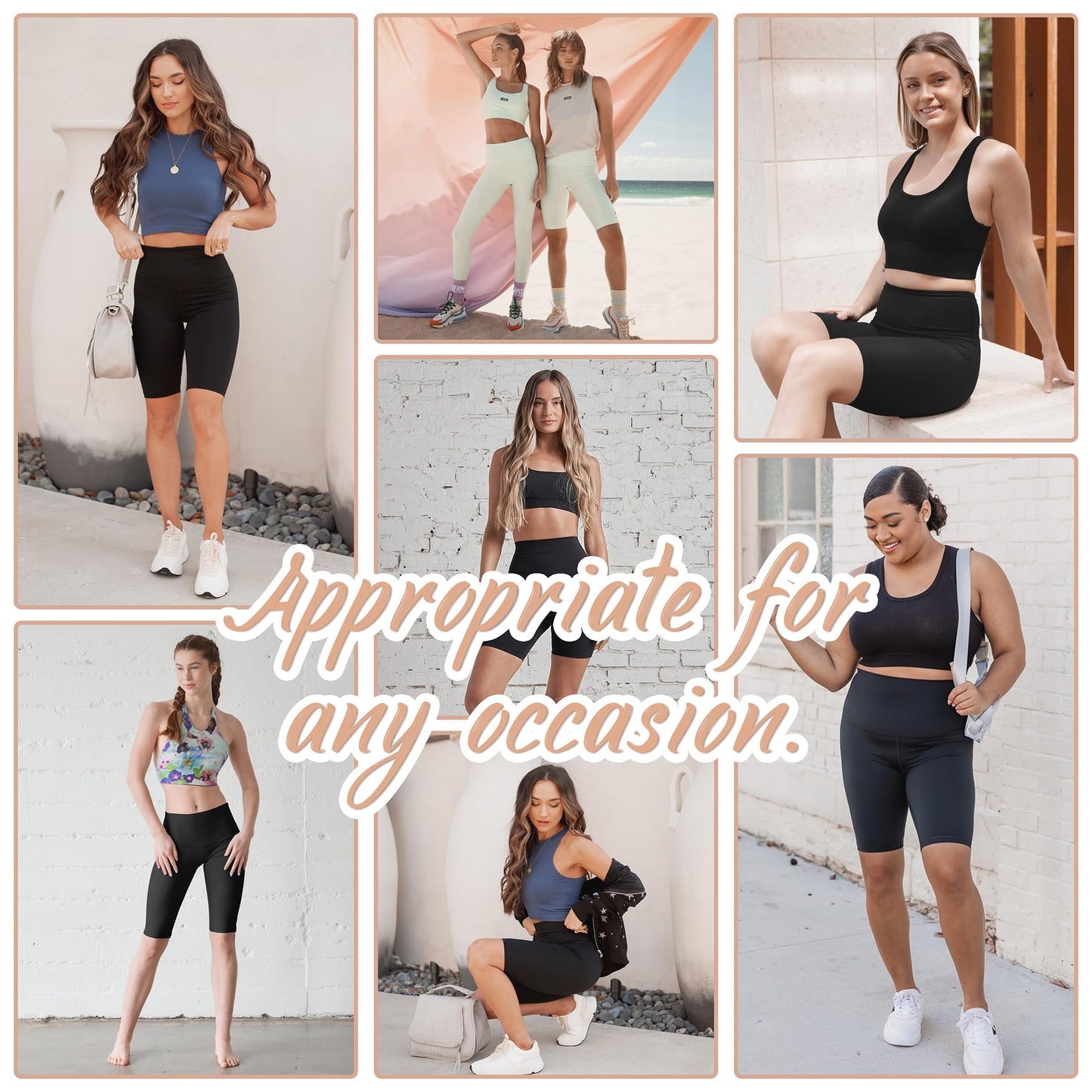 SUNCLOVE 3 Pack Biker Shorts for Women Tummy Control Workout Yoga Gym Running Shorts with Pockets