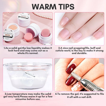 Makartt Clear Gel Builder Kit: Self-Levelling, Long Lasting Extension Hard Gels for Strengthener, Broken Nails Repair Gel Kit with Paper Forms, Dual forms, Nail File and Dual-End Brush 1.06 oz