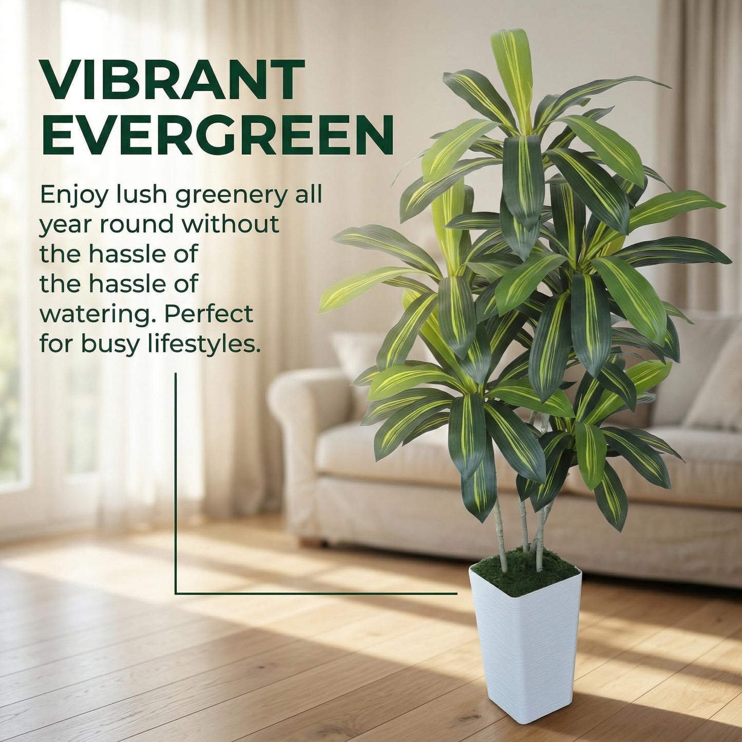 Artificial Dracaena Tree 6FT, Fake Tree with White Tall Planter - Faux Yucca Tall Fake Floor Plant in Pot - Artificial Plant for Home Office Living Room Decor Indoor
