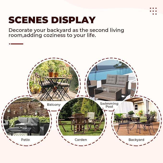 DANGHOOGY Wicker Chair Cushions, Waterproof Outdoor Loveseat Cushions