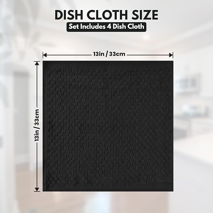 Infinitee Xclusives Premium Dish Cloth 100% Cotton 12 x 12 Inches |Pack of 4|