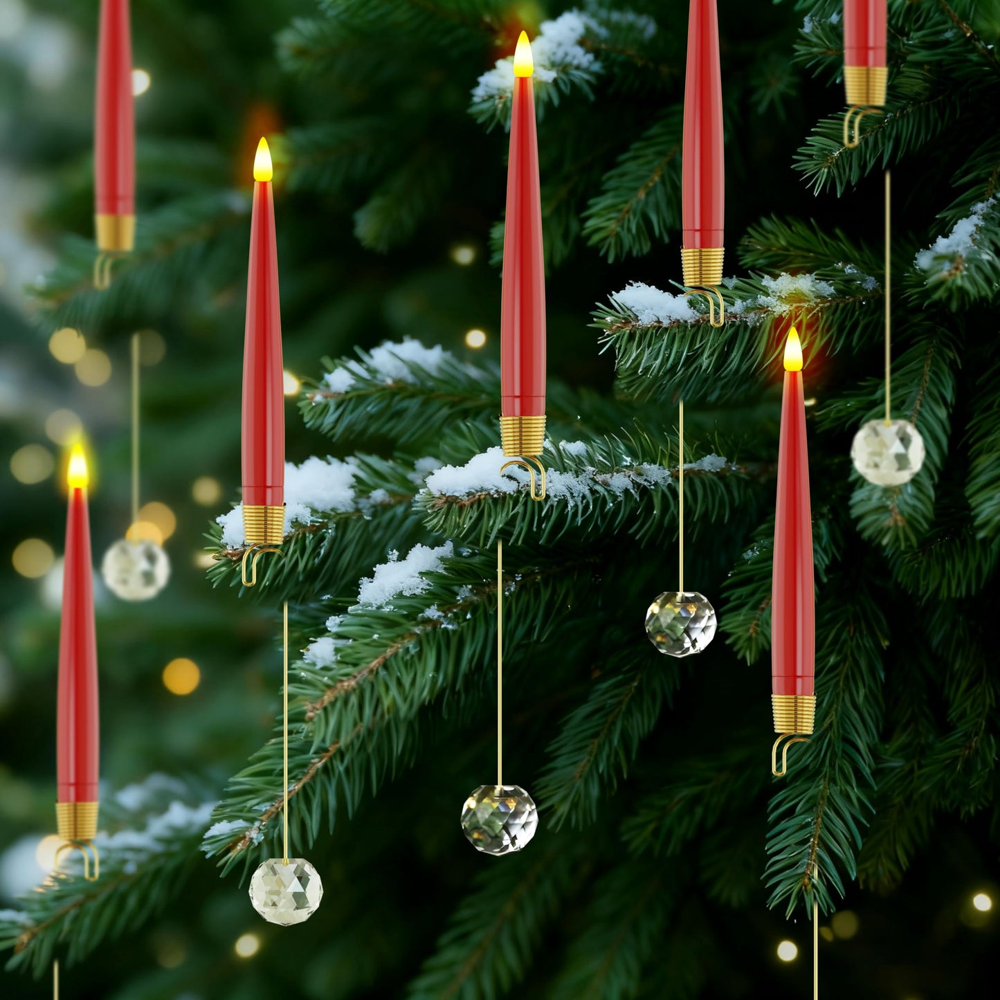 JOIONE Flameless Christmas Tree Candles with Remote, 12 Pack Battery Operated LED Candles with Suction Cup for Christmas Tree, Flickering Flame for Xmas Indoor Decor - Red Candle