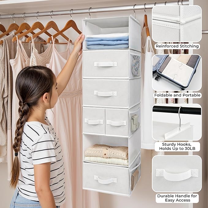 GRANNY SAYS Hanging Closet Organizer and Storage, 6 Shelf Clothes Organization