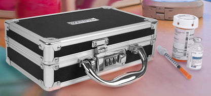 Vaultz Locking Medicine Case with Combination Lock - Portable Lock Box Briefcase for Medications, Cash & Valuables, Organized Storage Case with Handle, 3 Pack