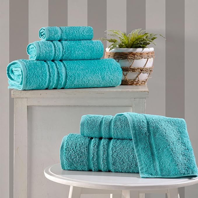 Hawmam Linen Teal Turquoise 6 Piece Bath Towels Set