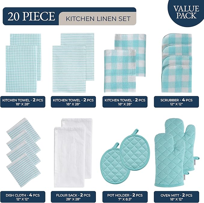 LANE LINEN Kitchen Towels and Dishcloths Sets